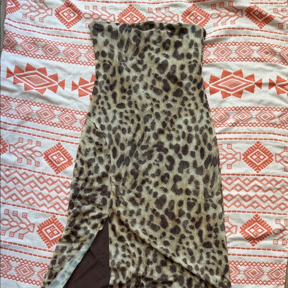 Zara Strapless reversible brown/LeopardPrint Dress